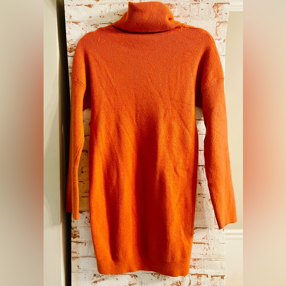 Unbranded Orange Turtleneck Long Sleeve Dress Size S
